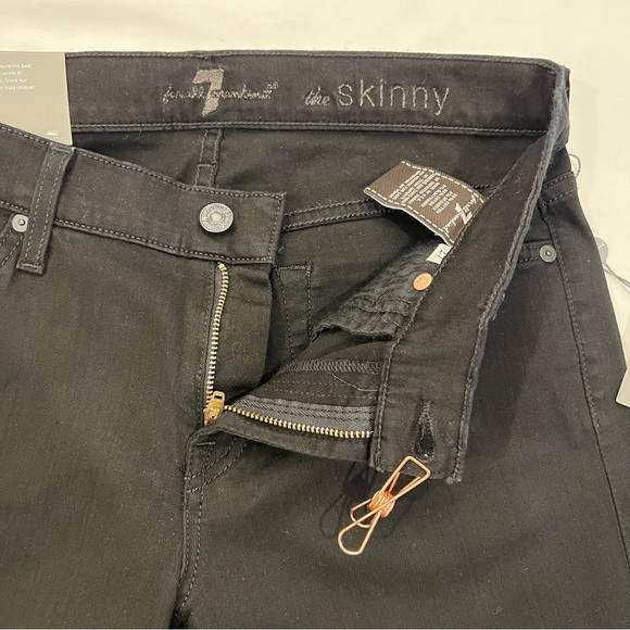 🎉HP🎉 NEW NWT 7 for all Mankind Black The Skinny USA Made Denim Jeans Size 27 - Picture 8 of 12